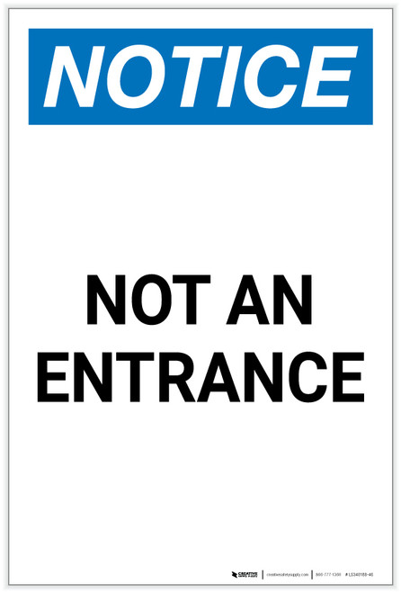 Notice: Not an Entrance Portrait - Label