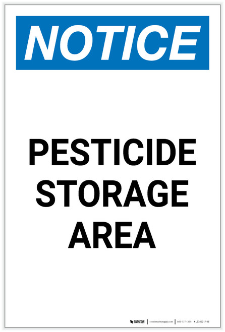 Notice: Pesticide Storage Area Portrait - Label