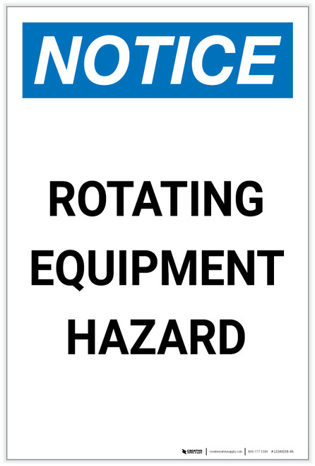 Notice: Rotating Equipment Hazard Portrait - Label