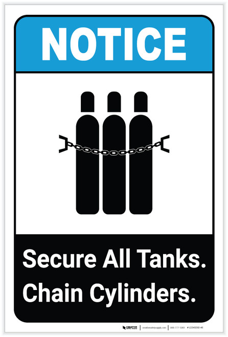 Notice: Secure All Tanks - Chain Cylinders ANSI Portrait - Label