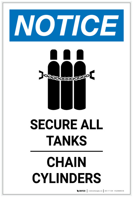 Notice: Secure All Tanks - Chain Cylinders Portrait - Label