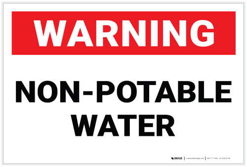 Warning: Non Potable Water (White) - Label
