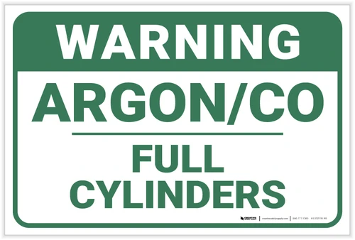 Warning: Argon Co Full Cylinders - Label