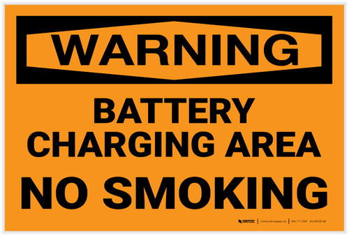 Warning: Battery Charging No Smoking - Label