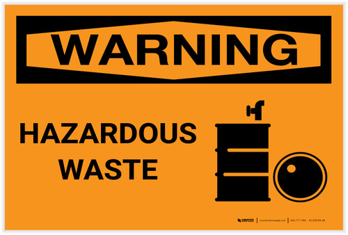 Warning: Hazardous Waste With Graphic - Label