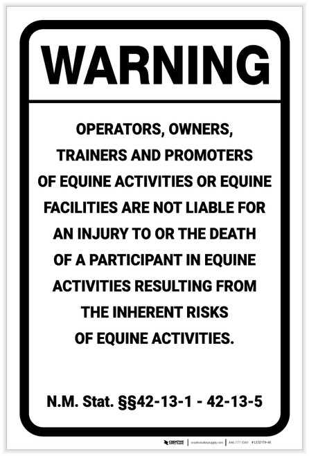 Warning: New Mexico Equine NM - Label