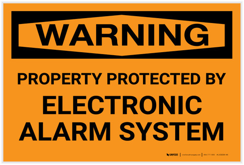 Warning: Property Protected By Electronic Alarm System Landscape¬¨‚Ä† - Label