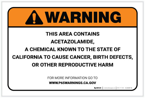 Warning: Prop 65 Acetazolamide - Label