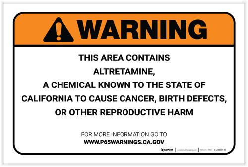 Warning: Prop 65 Altretamine - Label