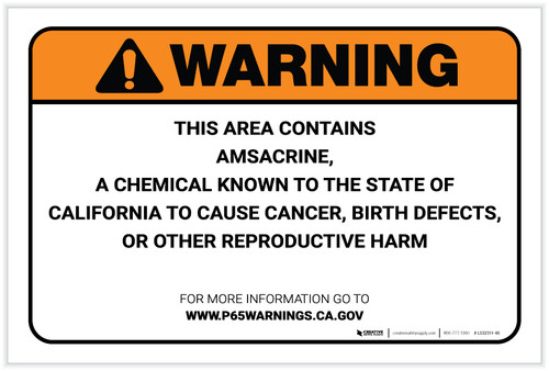 Warning: Prop 65 Amsacrine - Label