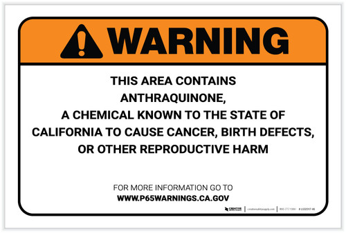 Warning: Prop 65 Anthraquinone - Label