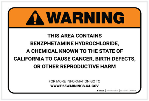 Warning: Prop 65 Benzphetamine Hydrochloride - Label