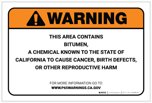 Warning: Prop 65 Bitumen - Label