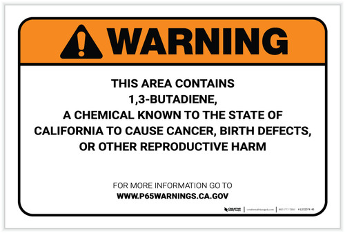 Warning: Prop 65 1,3-Butadiene - Label