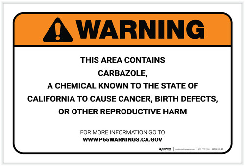 Warning: Prop 65 Carbazole - Label