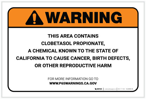 Warning: Prop 65 Clobetasol Propionate - Label