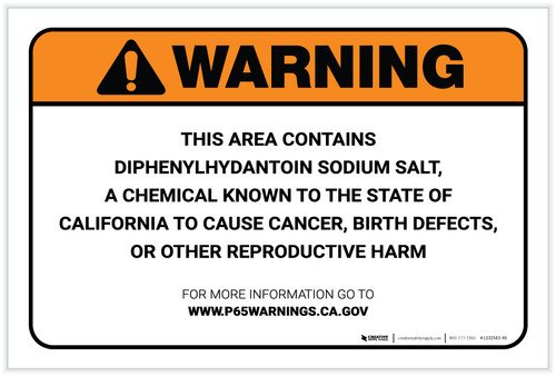 Warning: Prop 65 Diphenylhydantoin Sodium Salt - Label