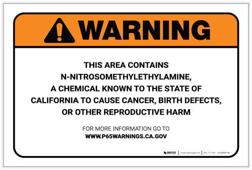 Warning: Prop 65 N-Nitrosomethylethylamine - Label
