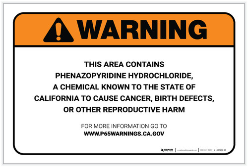 Warning: Prop 65 Phenazopyridine Hydrochloride - Label