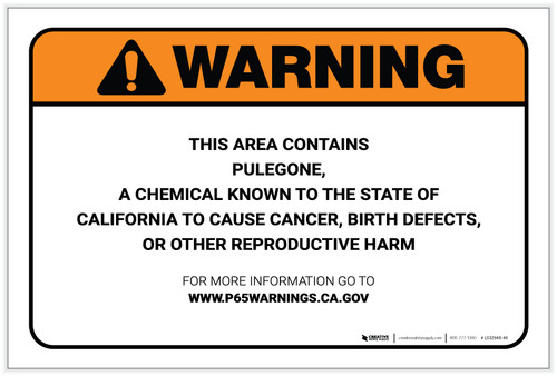 Warning: Prop 65 Pulegone - Label