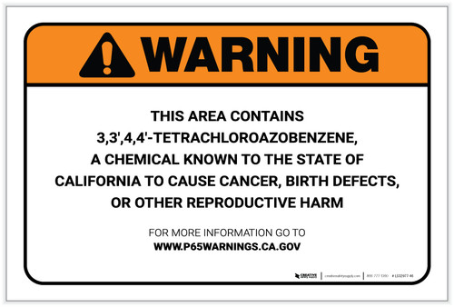 Warning: Prop 65 3,3',4,4'-Tetrachloroazobenzene - Label