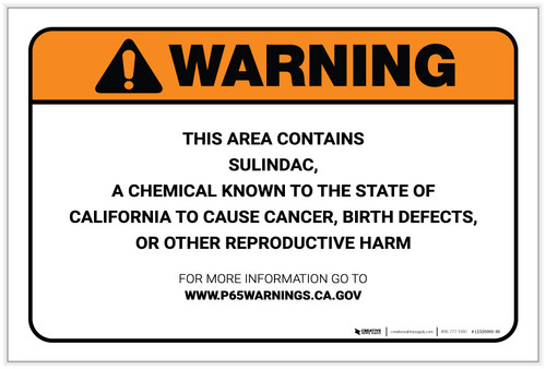 Warning: Prop 65 Sulindac - Label
