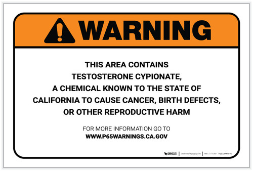 Warning: Prop 65 Testosterone Cypionate - Label