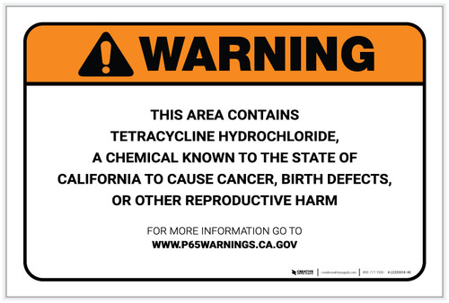 Warning: Prop 65 Tetracycline Hydrochloride - Label