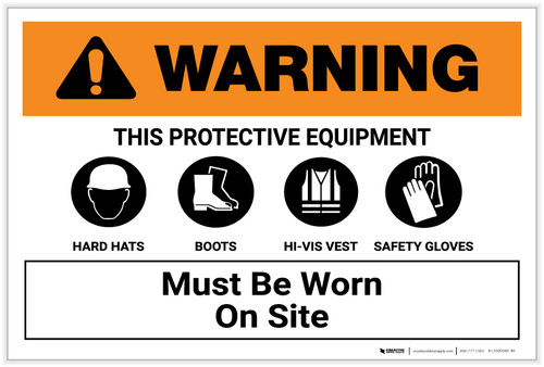 Warning: PPE Must be Worn on This Site Landscape - Label