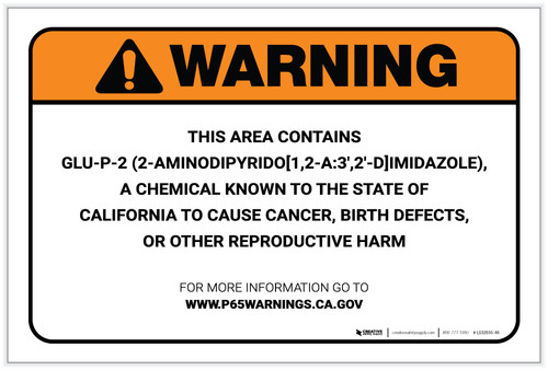 Warning: Prop 65 Glu-P-2 (2-Aminodipyrido[1,2-A:3',2'-D]Imidazole) - Label