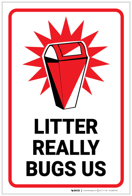 Litter Really Bugs Us with Icon Portrait - Label