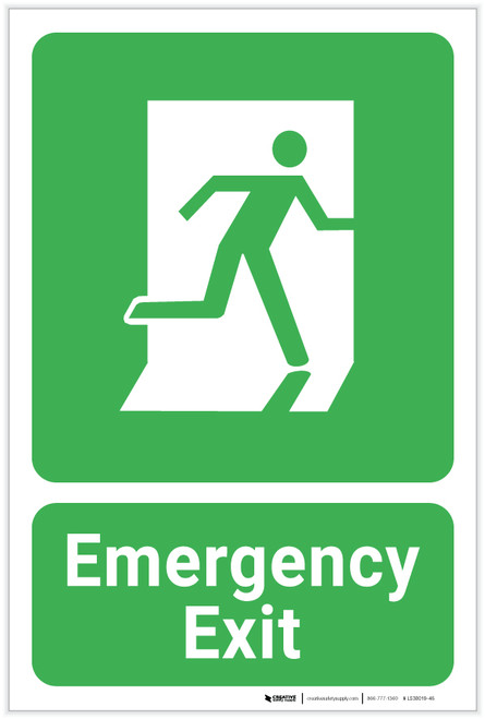 Emergency Exit with Icon Portrait - Label