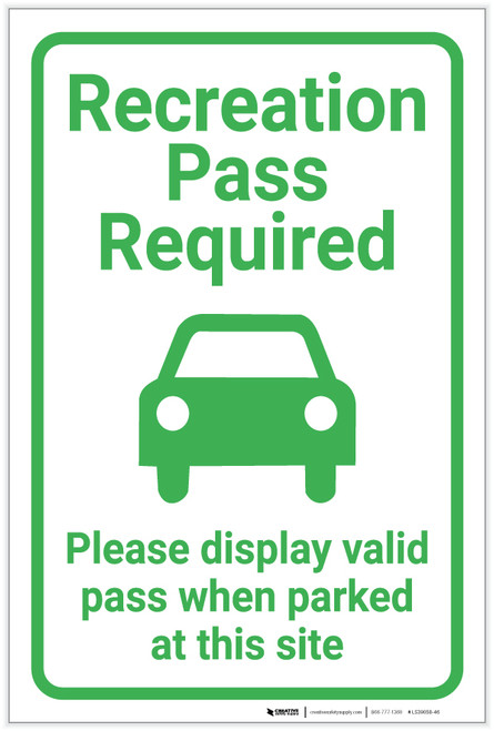 Recreation Pass Required with Icon Portrait - Label