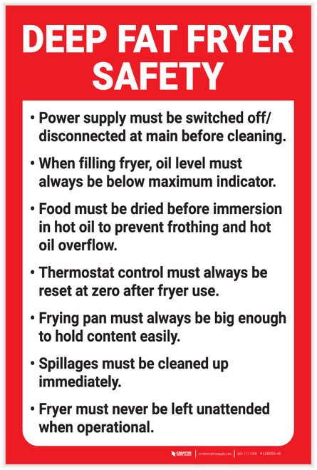 Deep Fat Fryer Safety Guidelines Portrait - Label