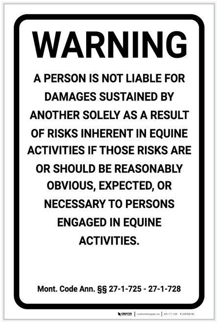 Equine Liability - Label
