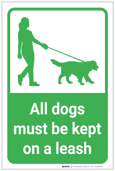 All Dogs Must Be Kept On A Leash with Icon Portrait - Label