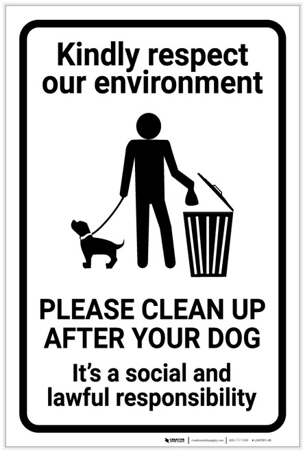 Respect Our Environment/Clean Up After Your Dog with Icon Portrait - Label