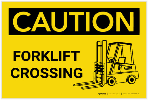 Caution: Forklift Crossing with Icon - Label