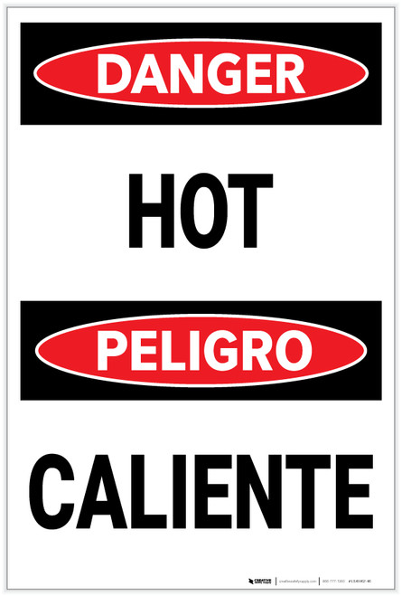 Danger: Hot/Caliente Bilingual Spanish - Label