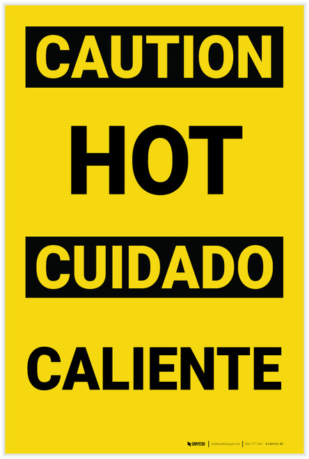 Caution: Hot Vertical Bilingual Spanish - Label