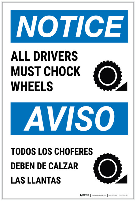 Notice: Chock Wheels Bilingual Spanish - Label
