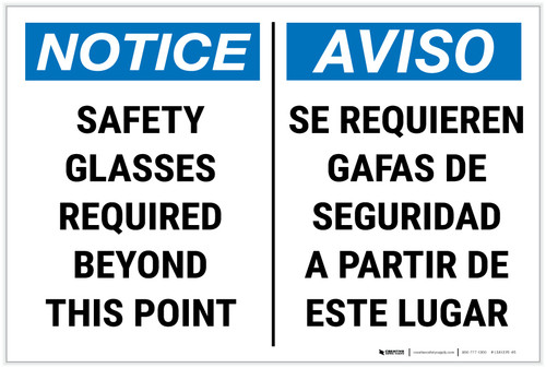 Notice: Ppe Safety Glasses Bilingual Spanish - Label