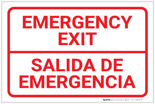 Emergency Exit Bilingual Spanish - Label