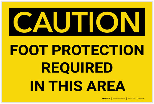 Caution: PPE Foot Protection Required in This Area - Label