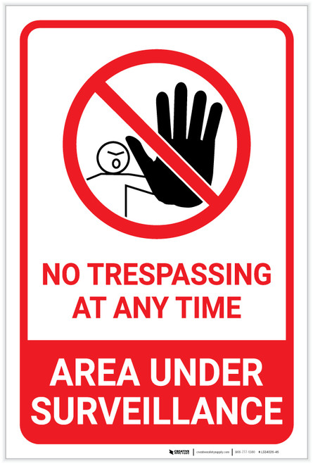 No Trespassing: Area Under Surveillance with Icon Portrait - Label