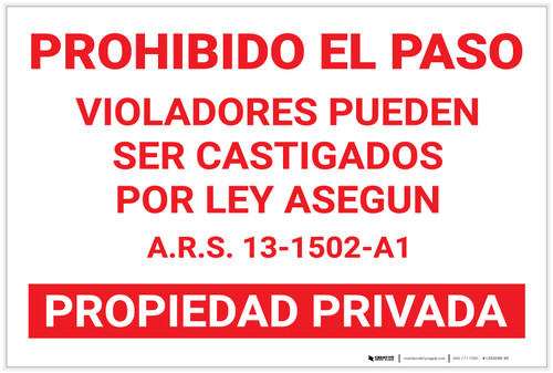 Posted: Private Property Spanish Landscape - Label
