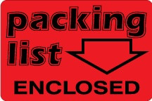 Packing List Enclosed (Fluorescent Red) 2 x 3 - Label Roll