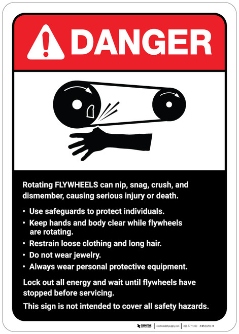 Danger: Flywheels Guidelines ANSI - Wall Sign