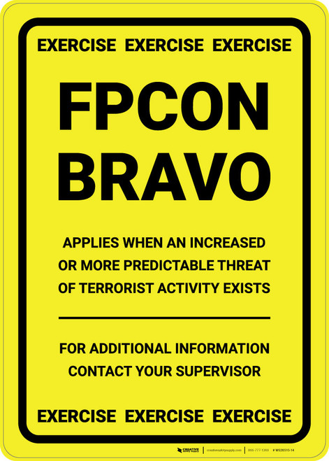 FPCON BRAVO - Exercise - Wall Sign | Creative Safety Supply