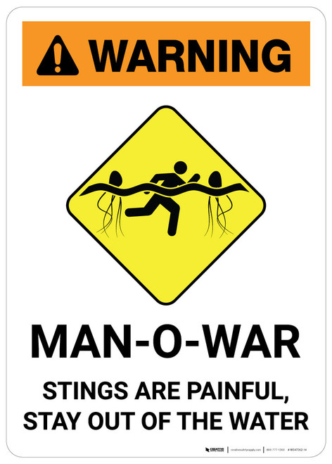 Warning: Man-O-War Stings are Painful - Stay Out of the Water - Wall Sign